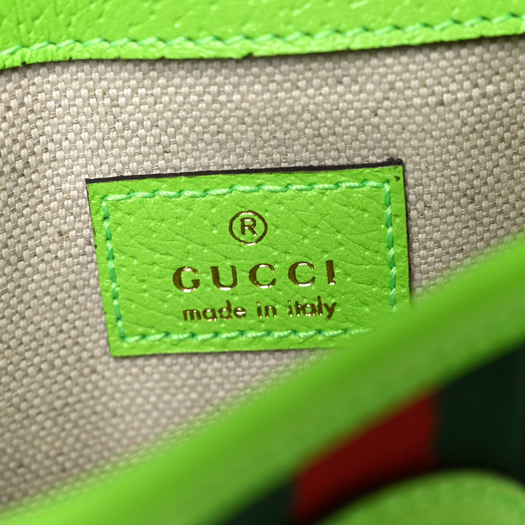 Gucci GG Supreme Monogram Web Small Ophidia Belt Bag Beige Ebony Electric Green