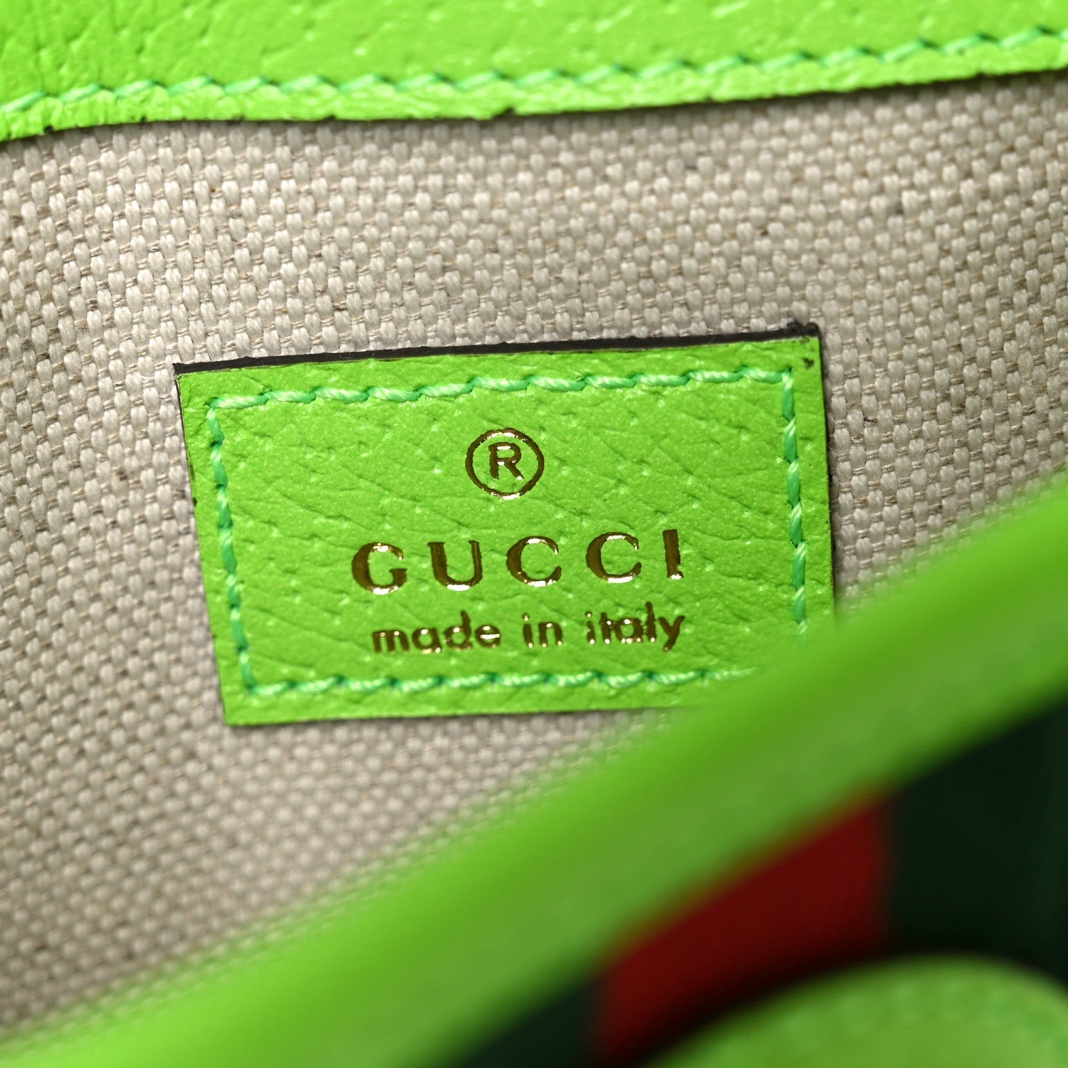 Gucci GG Supreme Monogram Web Small Ophidia Belt Bag Beige Ebony Electric Green