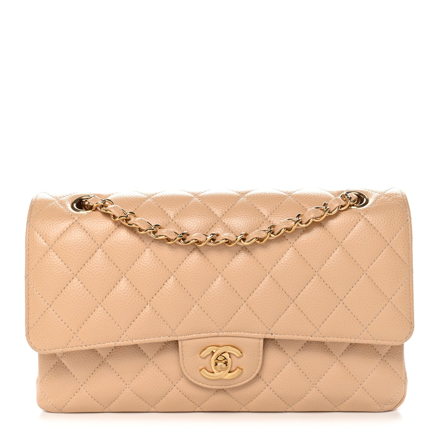 Chanel Caviar Quilted Medium Double Flap Beige
