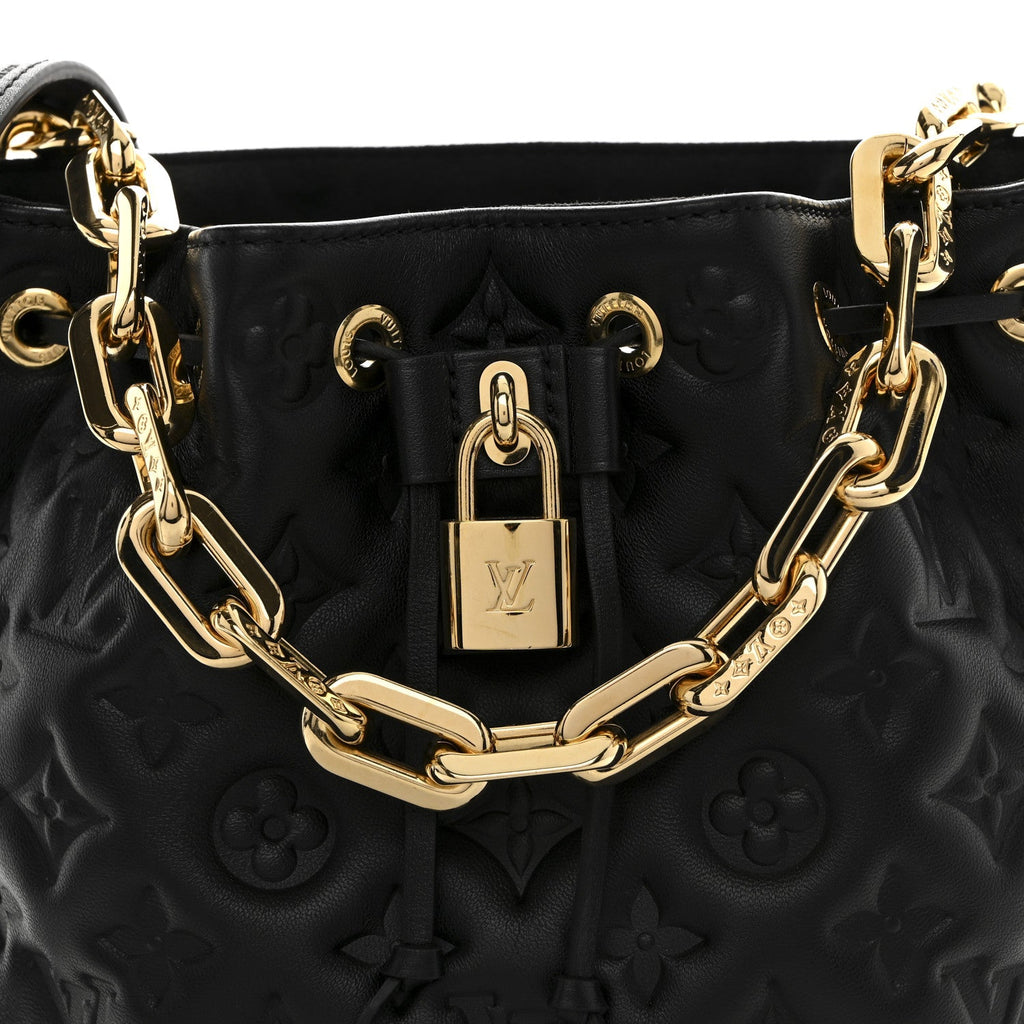 Louis Vuitton Lambskin Embossed Monogram Coussin Bucket Black