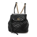Gucci Calfskin Matelasse GG Marmont Flap Backpack Black