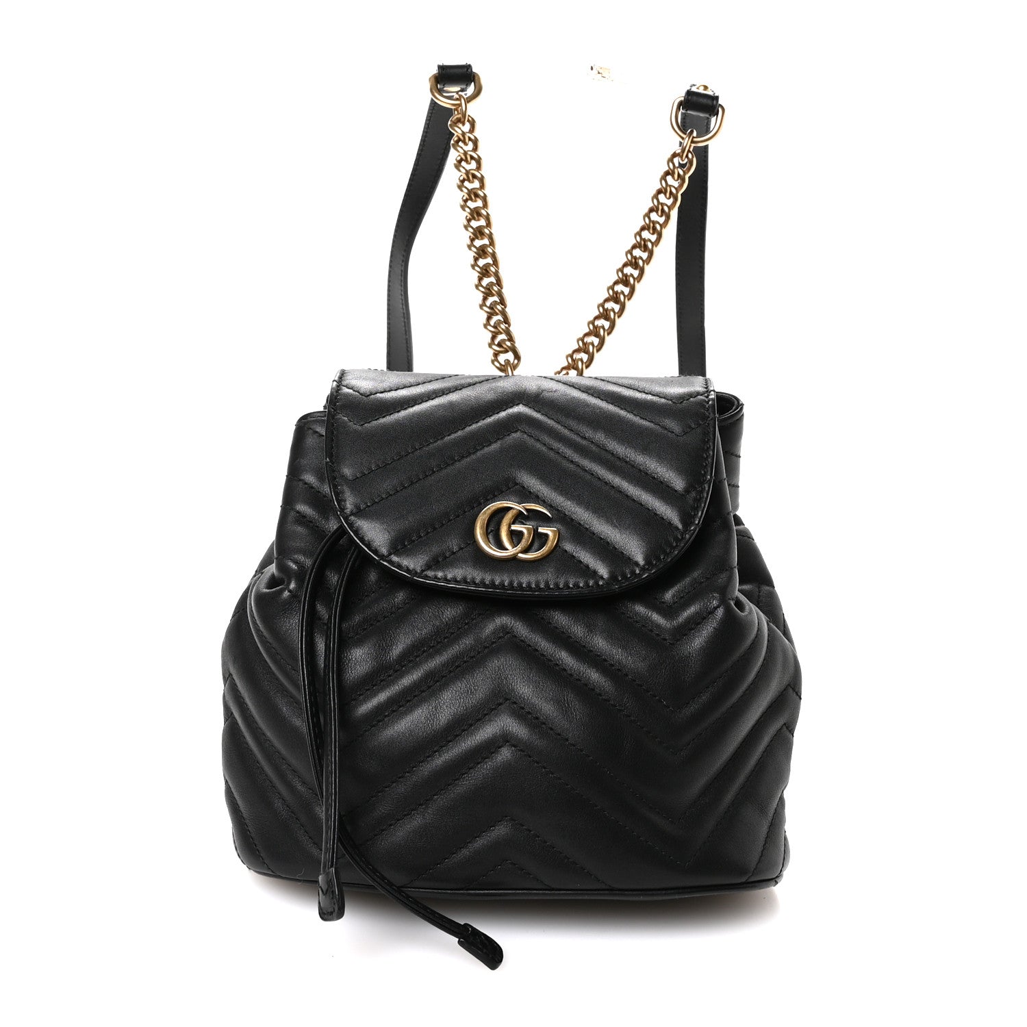 Gucci Calfskin Matelasse GG Marmont Flap Backpack Black