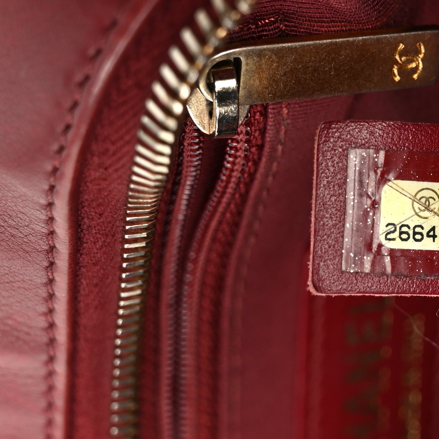 Chanel Calfskin Quilted CC Small Vanity Case Dark Red