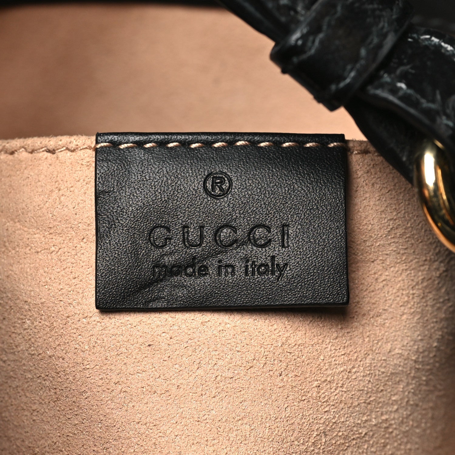 Gucci Suede Patent Web Small Ophidia Bucket Bag Hibiscus Red Black