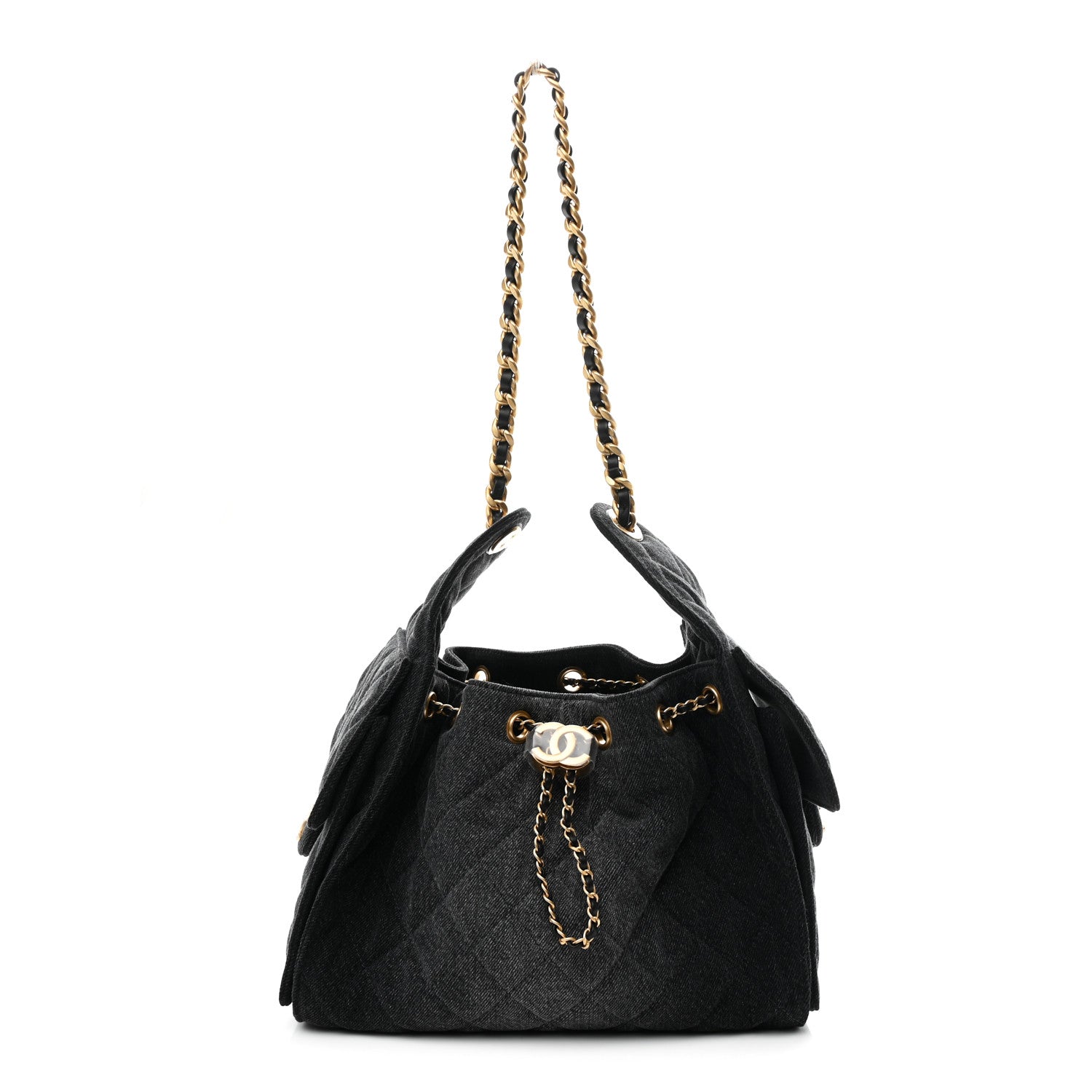 Chanel Washed Denim Quilted Small Chanel 25 Handbag Black