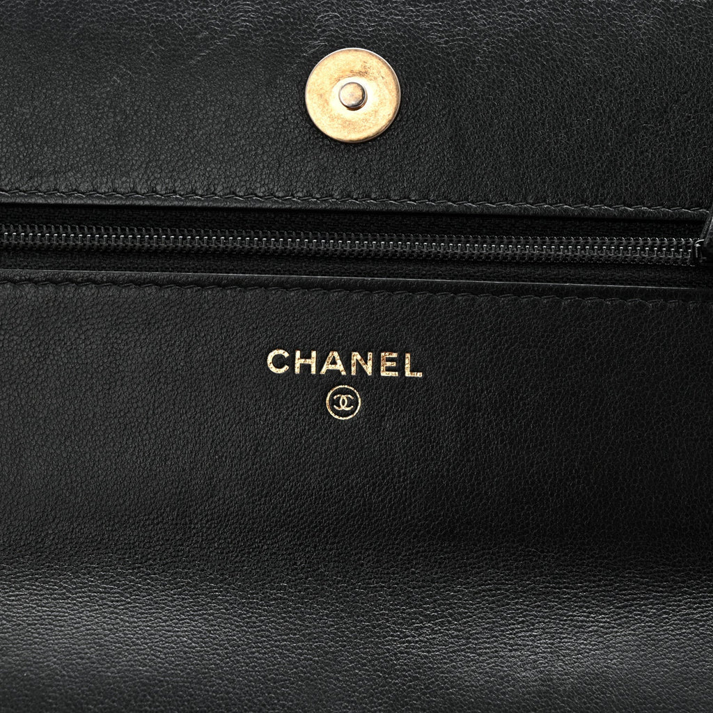 Chanel Lambskin Quilted Chanel 19 Wallet On Chain WOC Black