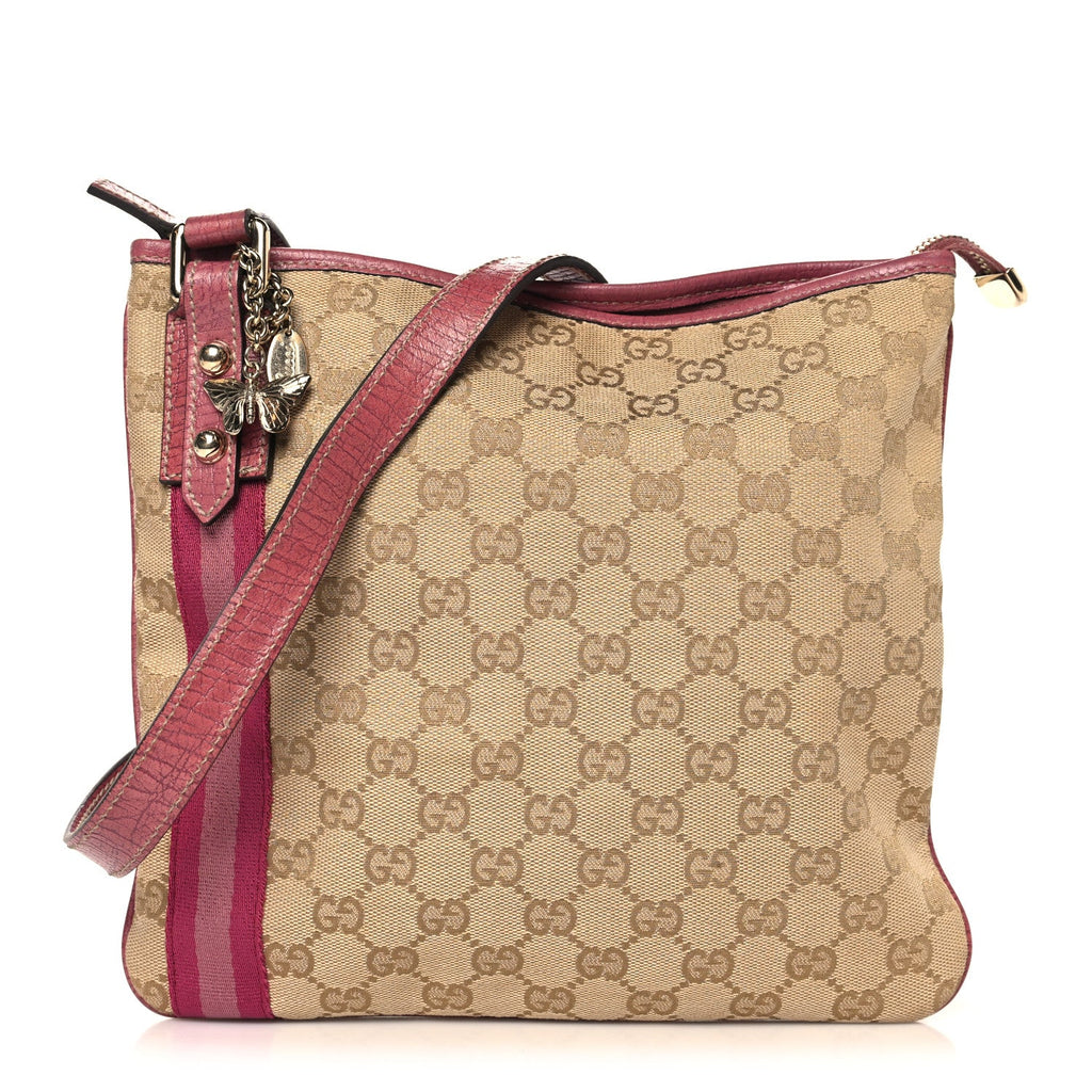 Gucci Monogram Web Jolicoeur Charms Messenger Pink Ebony