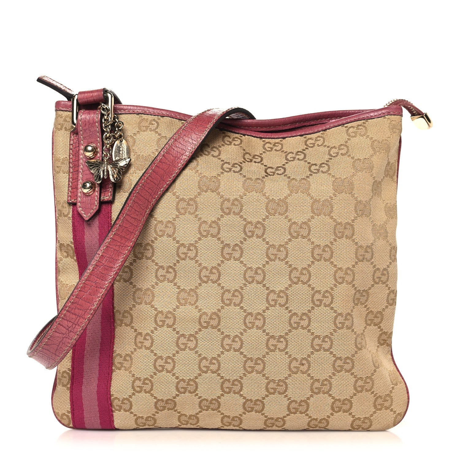 Gucci Monogram Web Jolicoeur Charms Messenger Pink Ebony