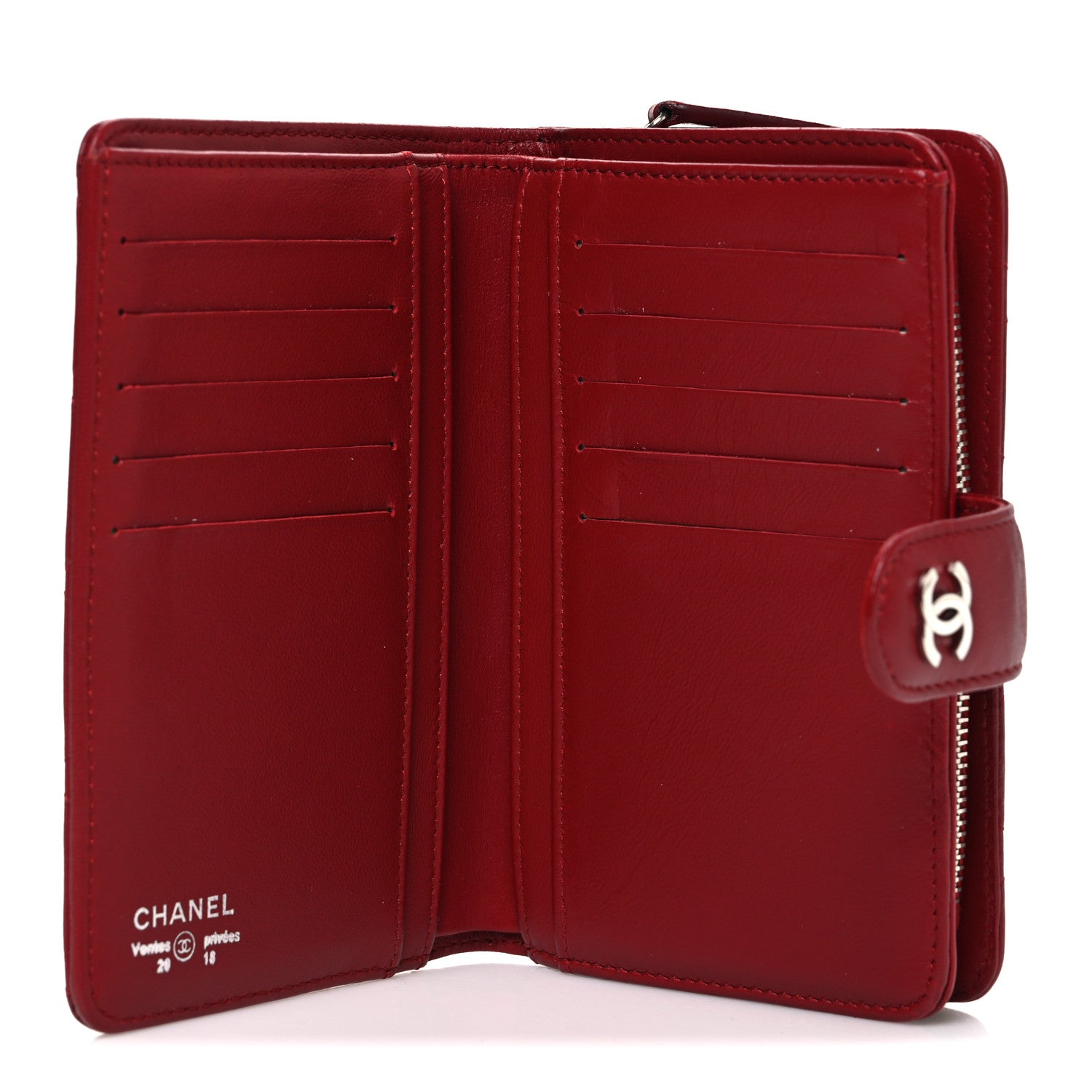 Lambskin Quilted CC French Wallet Red