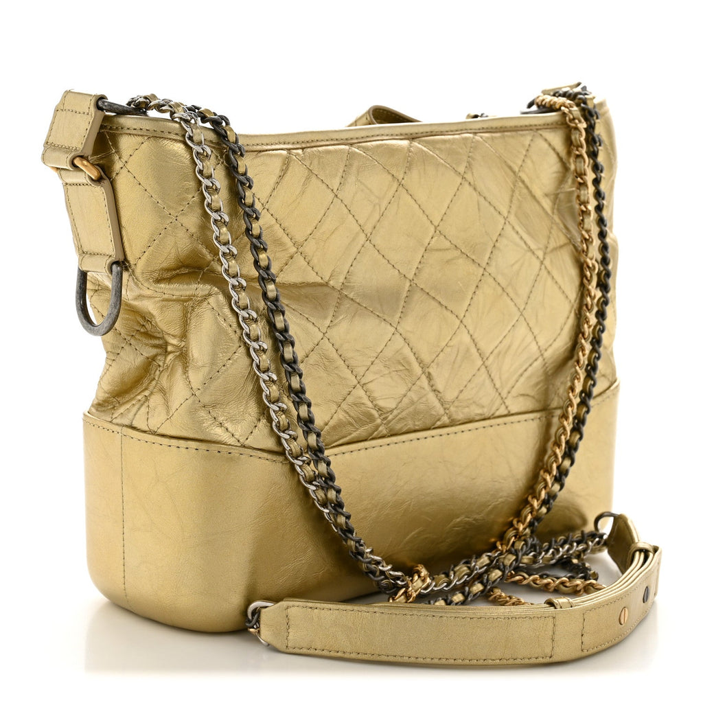 Chanel Metallic Aged Calfskin Quilted Medium Gabrielle Gold