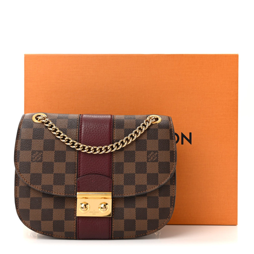 Louis Vuitton Damier Ebene Cuir Taurillon Wight Bordeaux