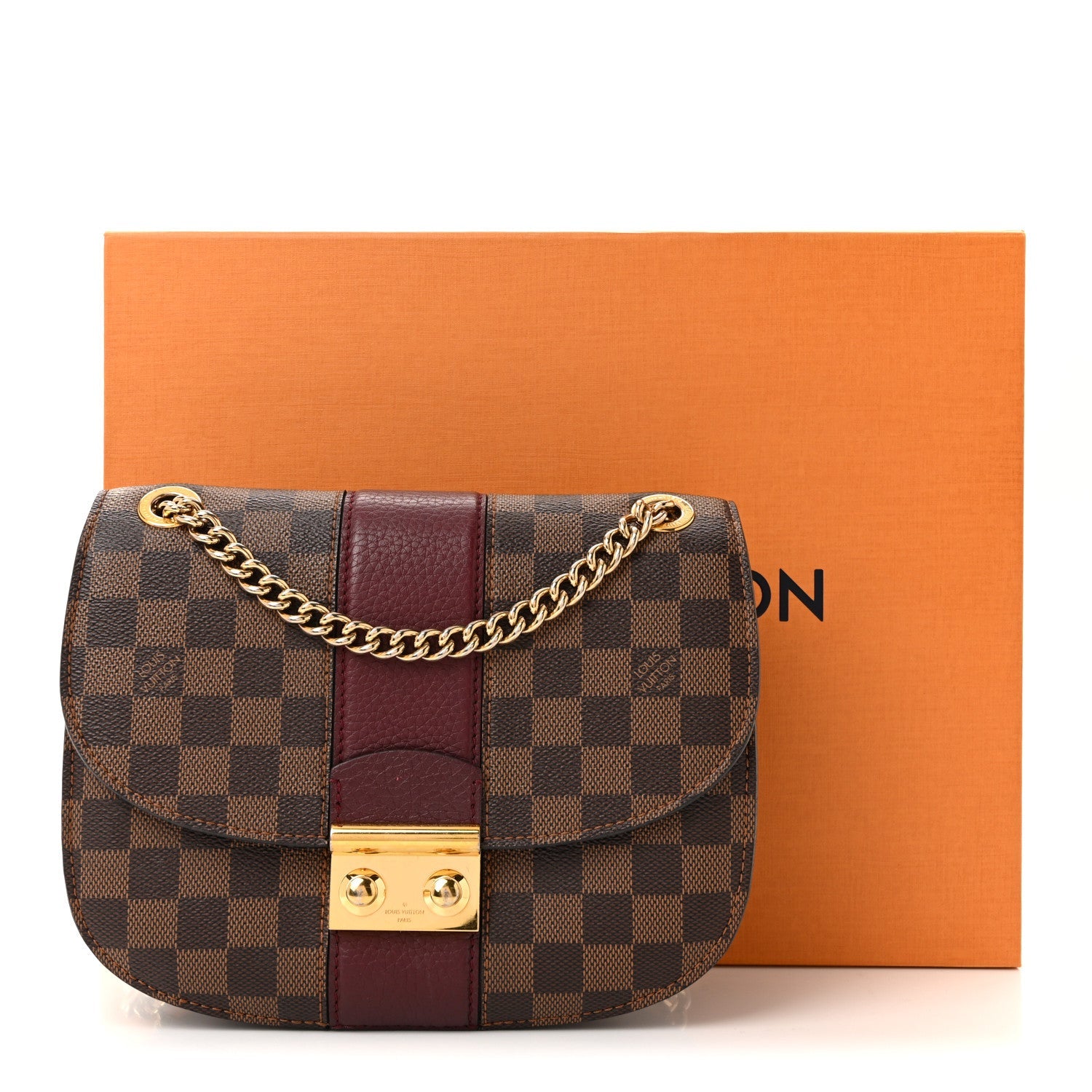 Louis Vuitton Damier Ebene Cuir Taurillon Wight Bordeaux