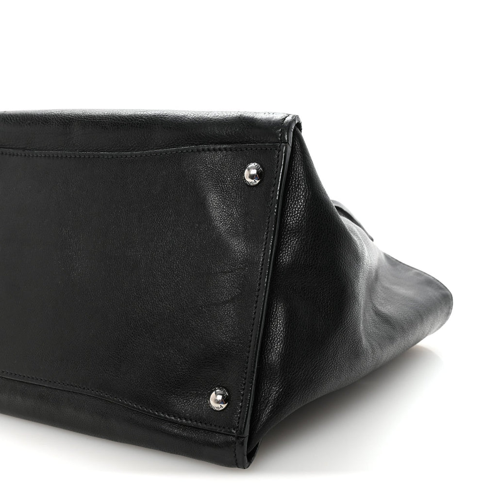Prada Glace Calf Twin Pocket Tote Black