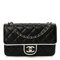 Chanel Lambskin Quilted Resin CC Mini Flap Bag Black White