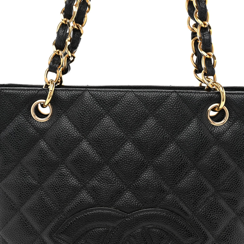 Chanel Caviar Quilted Petit Shopping Tote PST Black