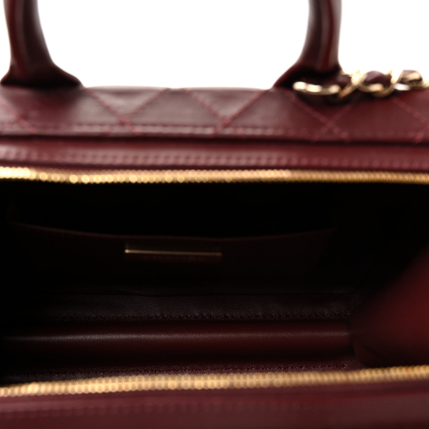 Chanel Calfskin Quilted Studded Square Vanity Case Burgundy