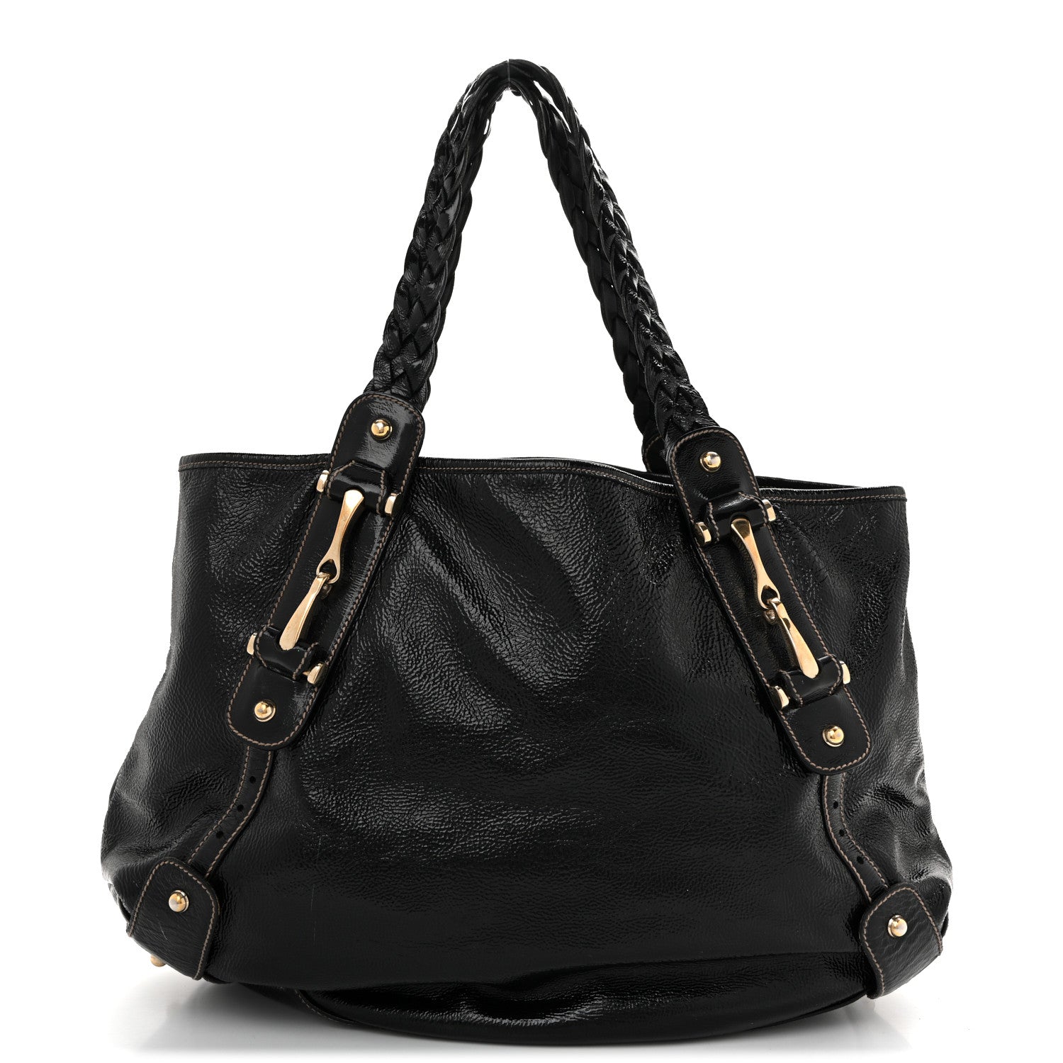 Gucci Patent Medium Pelham Shoulder Bag Black