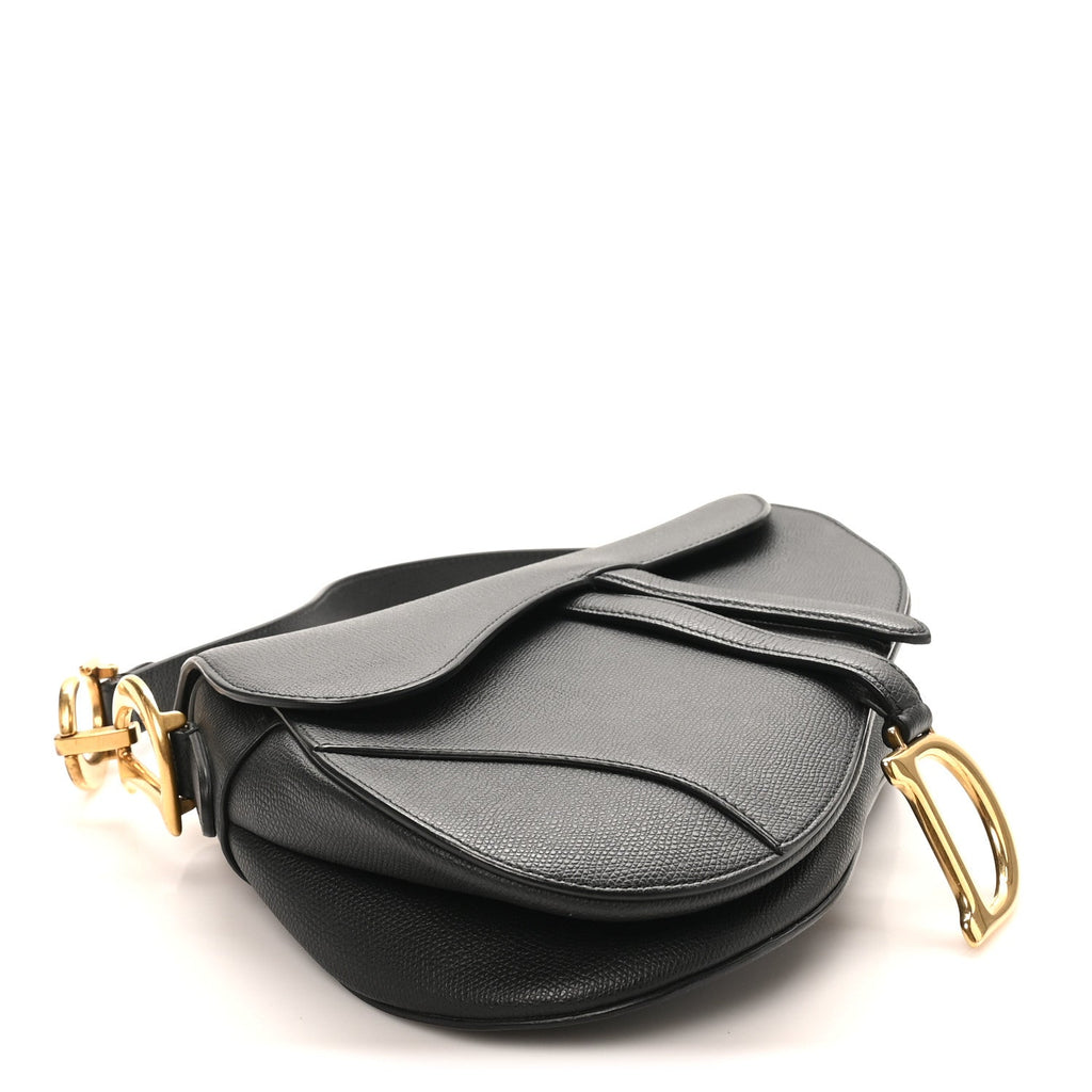 Christian Dior Grained Calfskin Saddle Bag Black