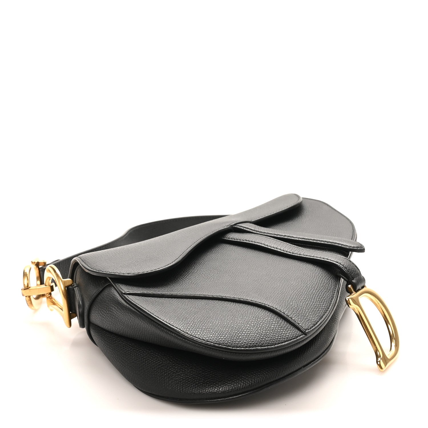 Christian Dior Grained Calfskin Saddle Bag Black