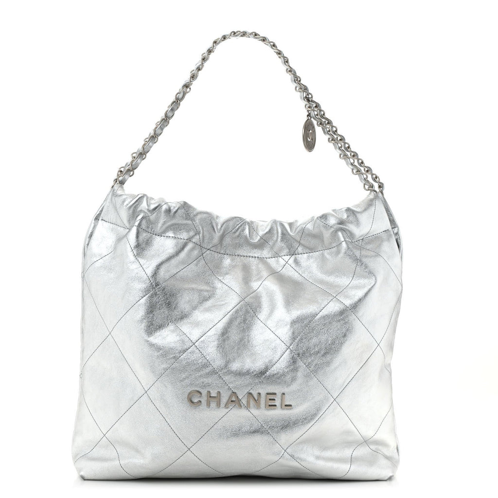 Chanel Metallic Calfskin Quilted Chanel 22 Silver