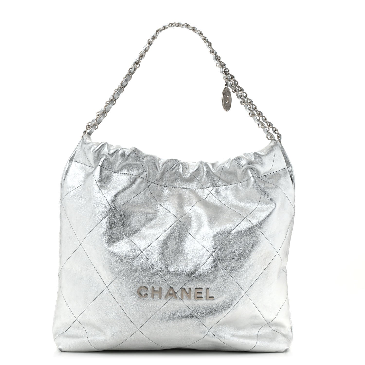 Chanel Metallic Calfskin Quilted Chanel 22 Silver