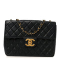 Chanel Lambskin Quilted XL Jumbo Single Flap Black