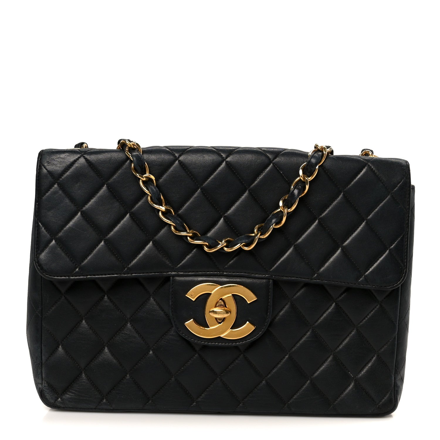 Chanel Lambskin Quilted XL Jumbo Single Flap Black