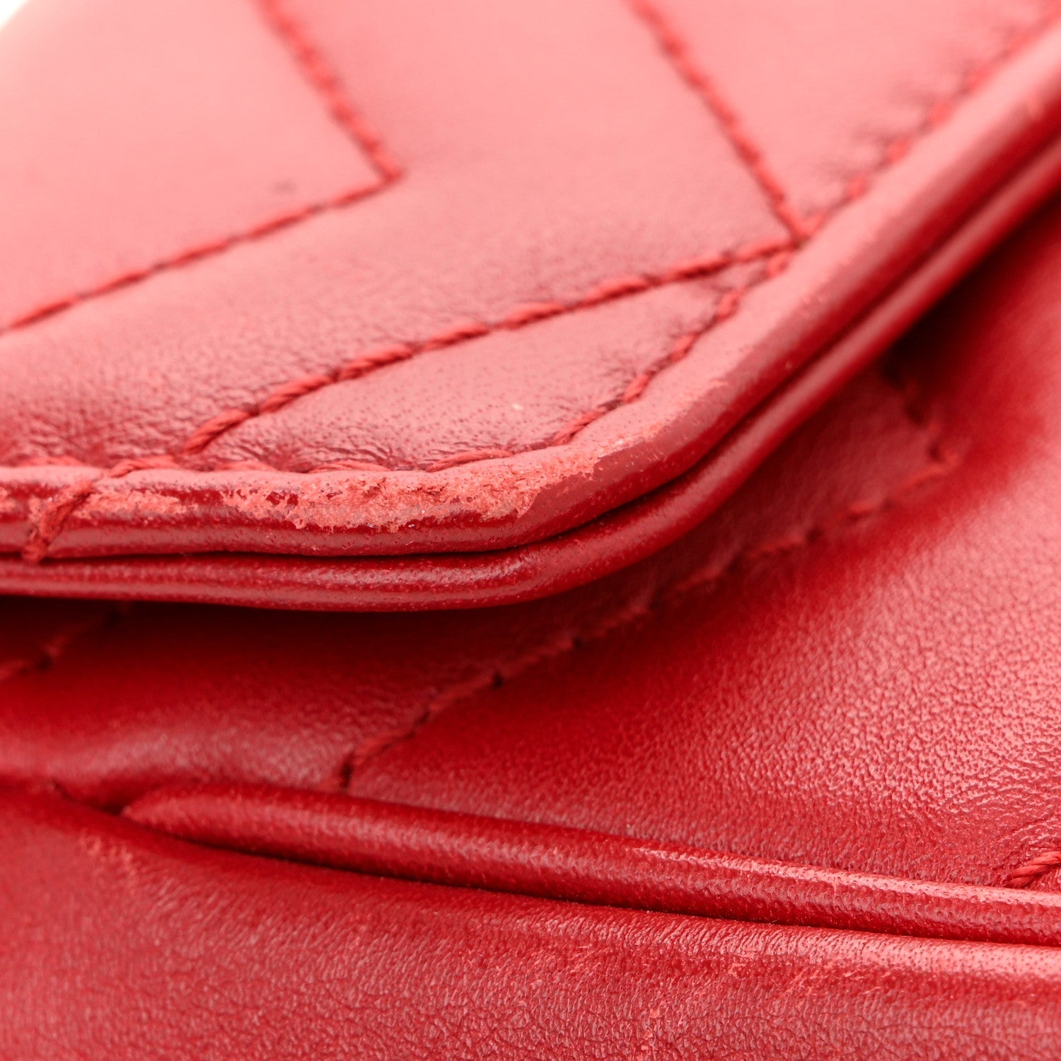 Gucci Calfskin Matelasse Super Mini GG Marmont Shoulder Bag Hibiscus Red