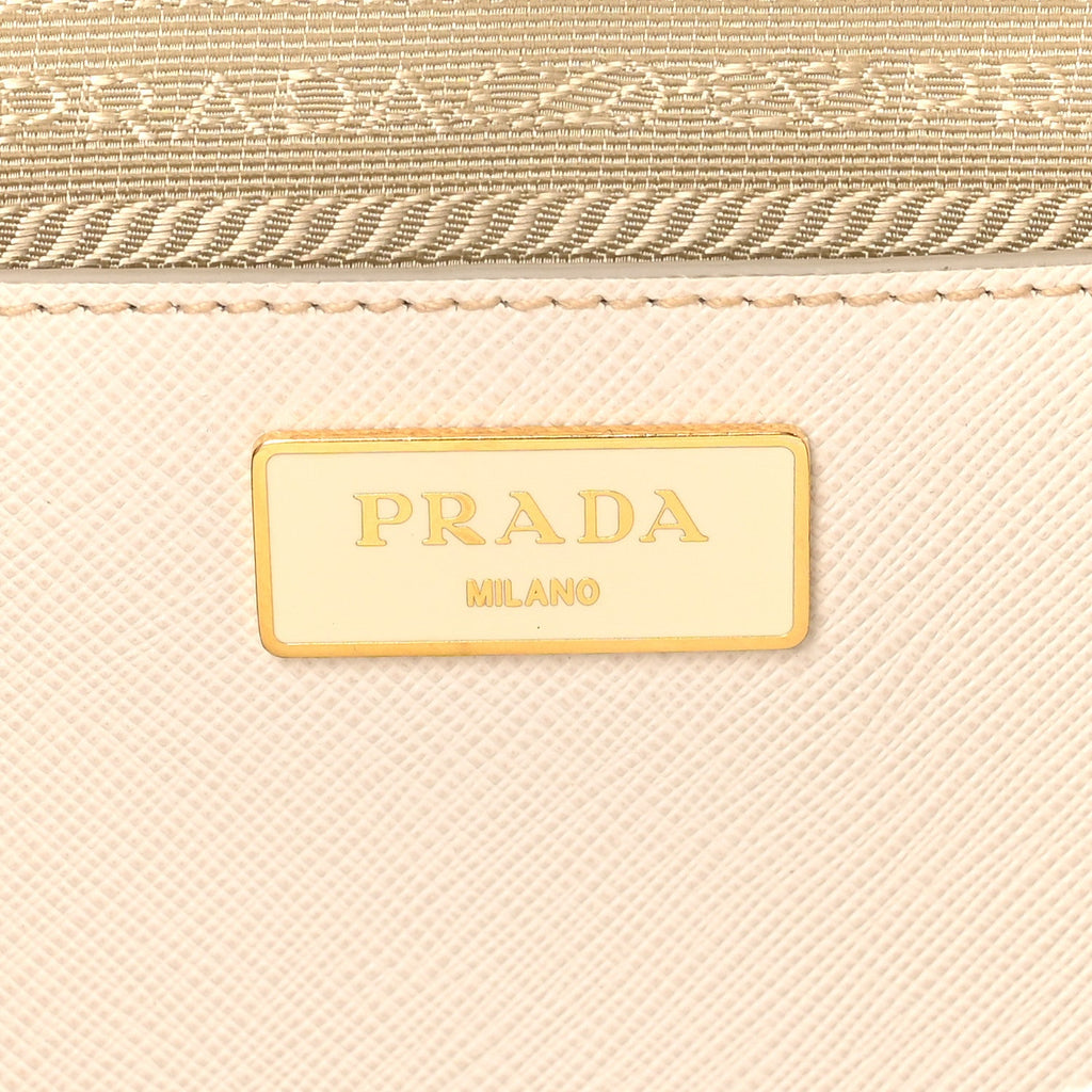 Prada Saffiano Lux Medium Galleria Double Zip Tote Talco