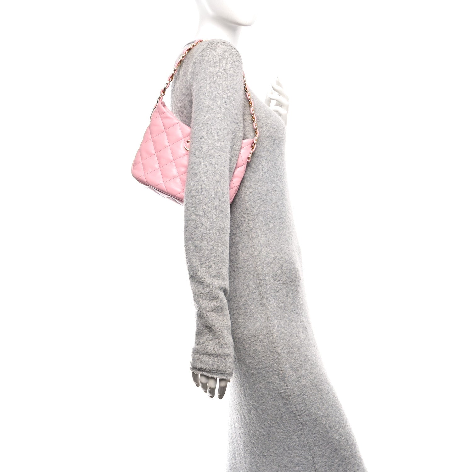 Chanel Lambskin Quilted CC Links Hobo Light Pink