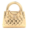 Chanel Mirror Calfskin Metallic Calfskin Quilted Nano Kelly Shopper Gold