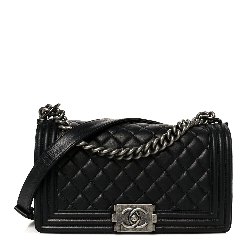 Chanel Calfskin Quilted Medium Boy Flap Black