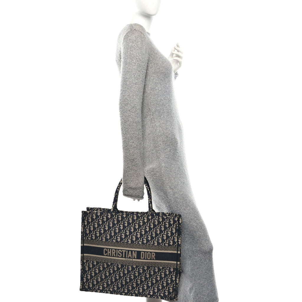 Christian Dior Oblique Large Book Tote Blue Multicolor