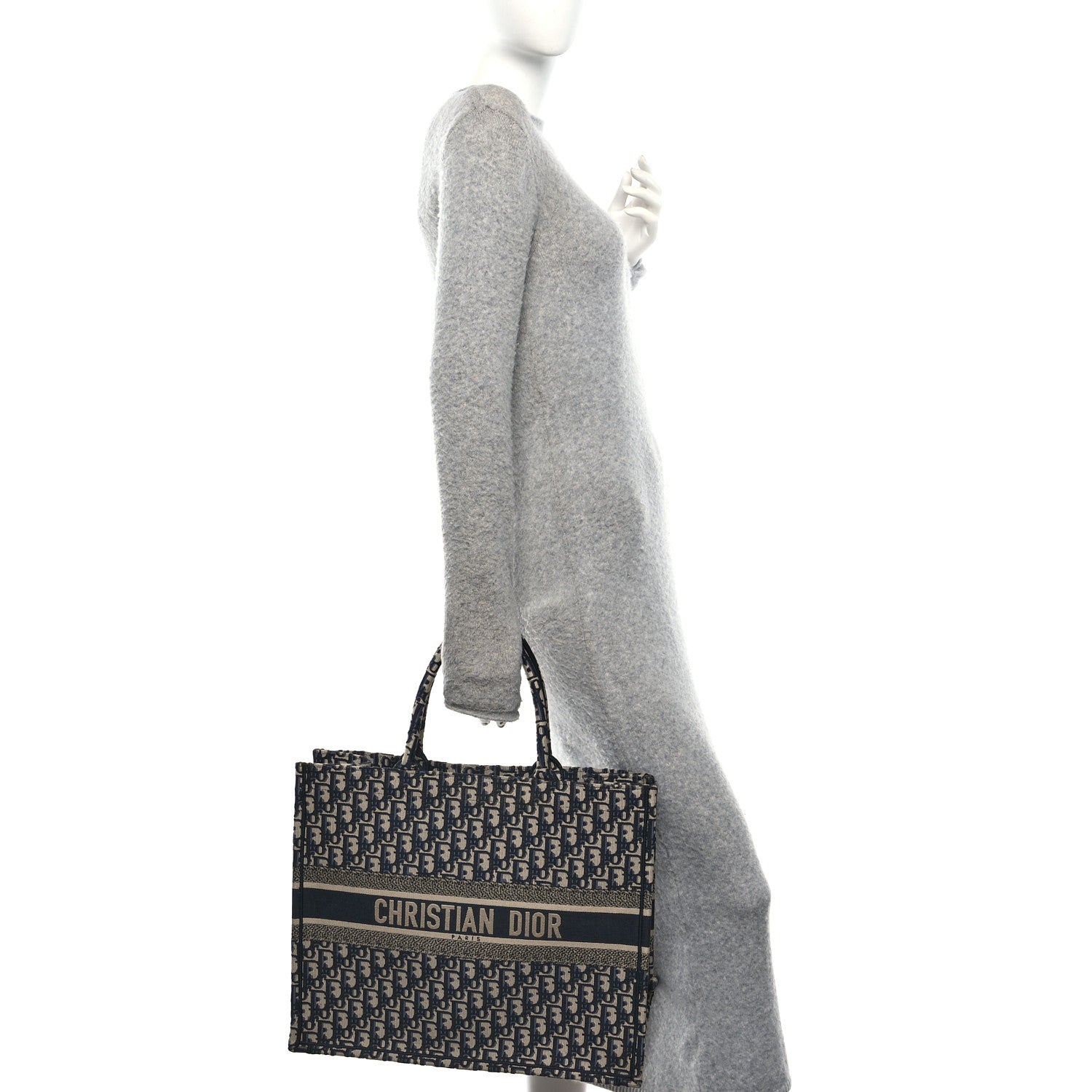 Christian Dior Oblique Large Book Tote Blue Multicolor