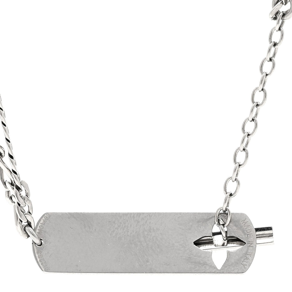 Louis Vuitton Metal Monogram Necklace Silver