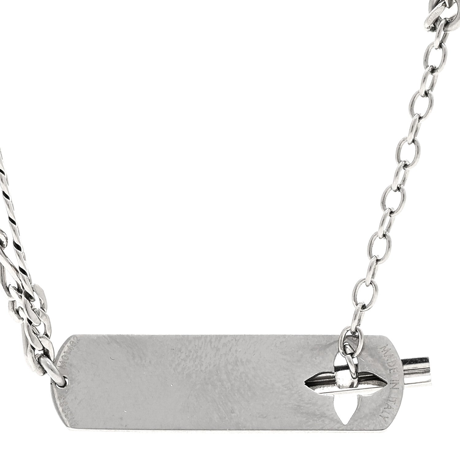 Louis Vuitton Metal Monogram Necklace Silver