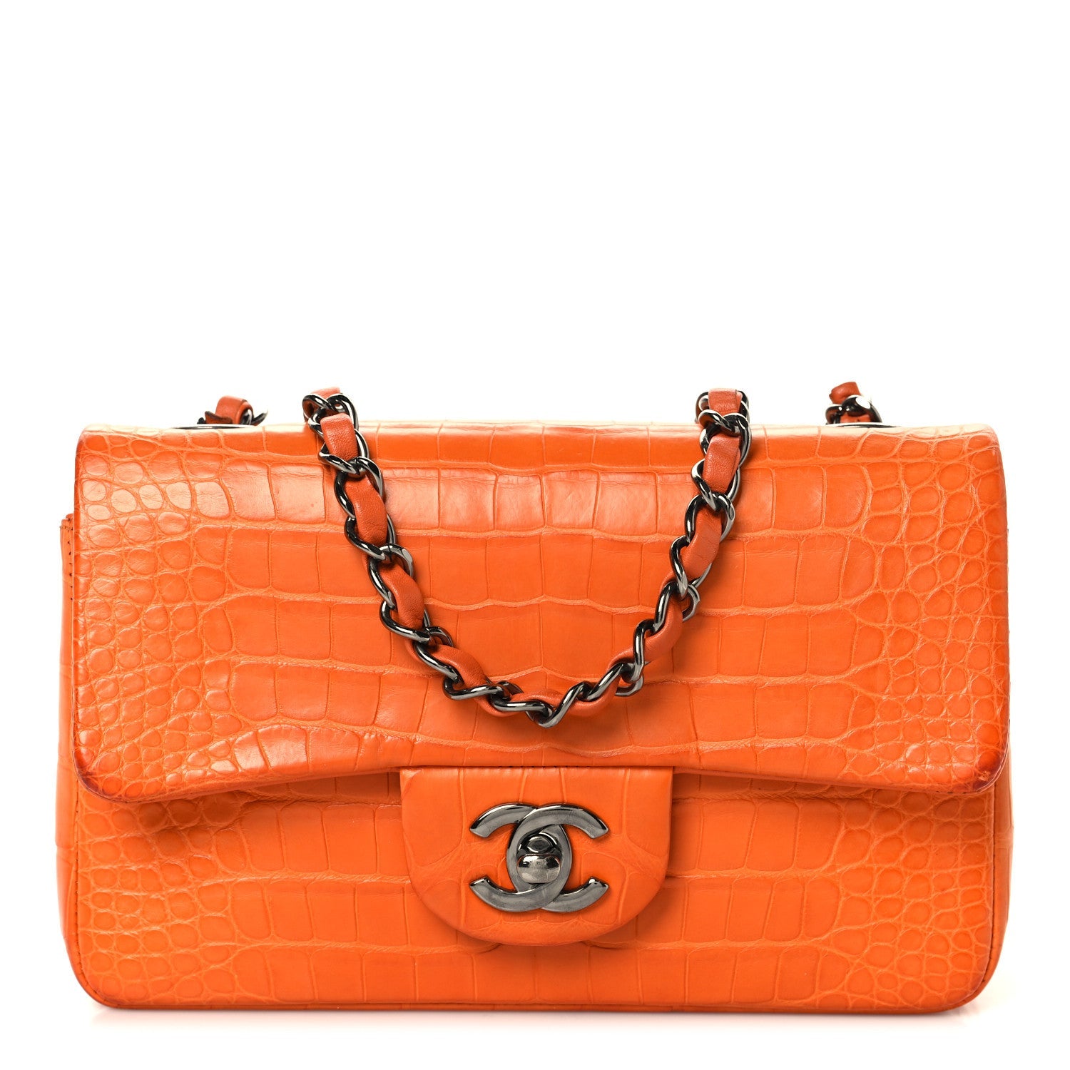Chanel Alligator Mini Rectangular Flap Orange