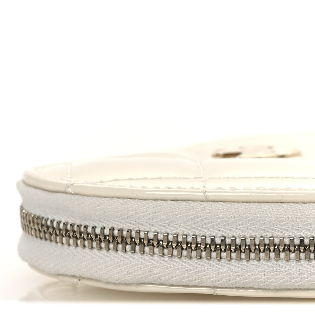 Chanel Patent Calfskin Resin Quilted CC Heart Clutch With Chain Black