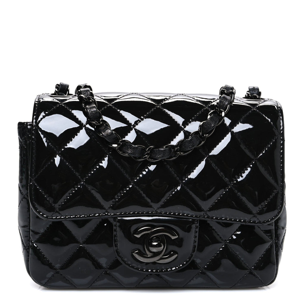 Chanel Patent Calfskin Quilted Mini Square Flap So Black