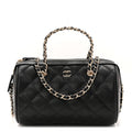 Chanel Caviar Quilted Barrel Clutch With Chain Black