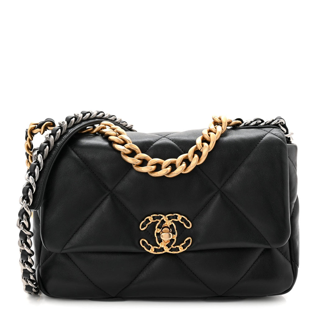 Chanel Lambskin Quilted Medium Chanel 19 Flap Black