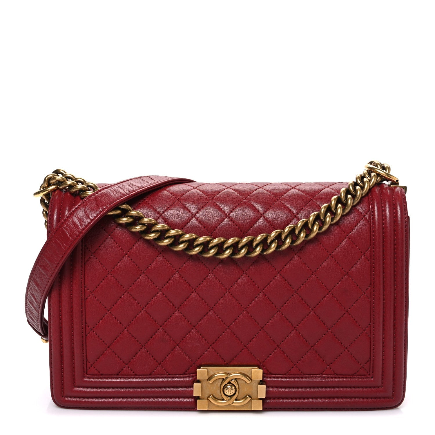 Chanel Lambskin Quilted New Medium Boy Flap Red