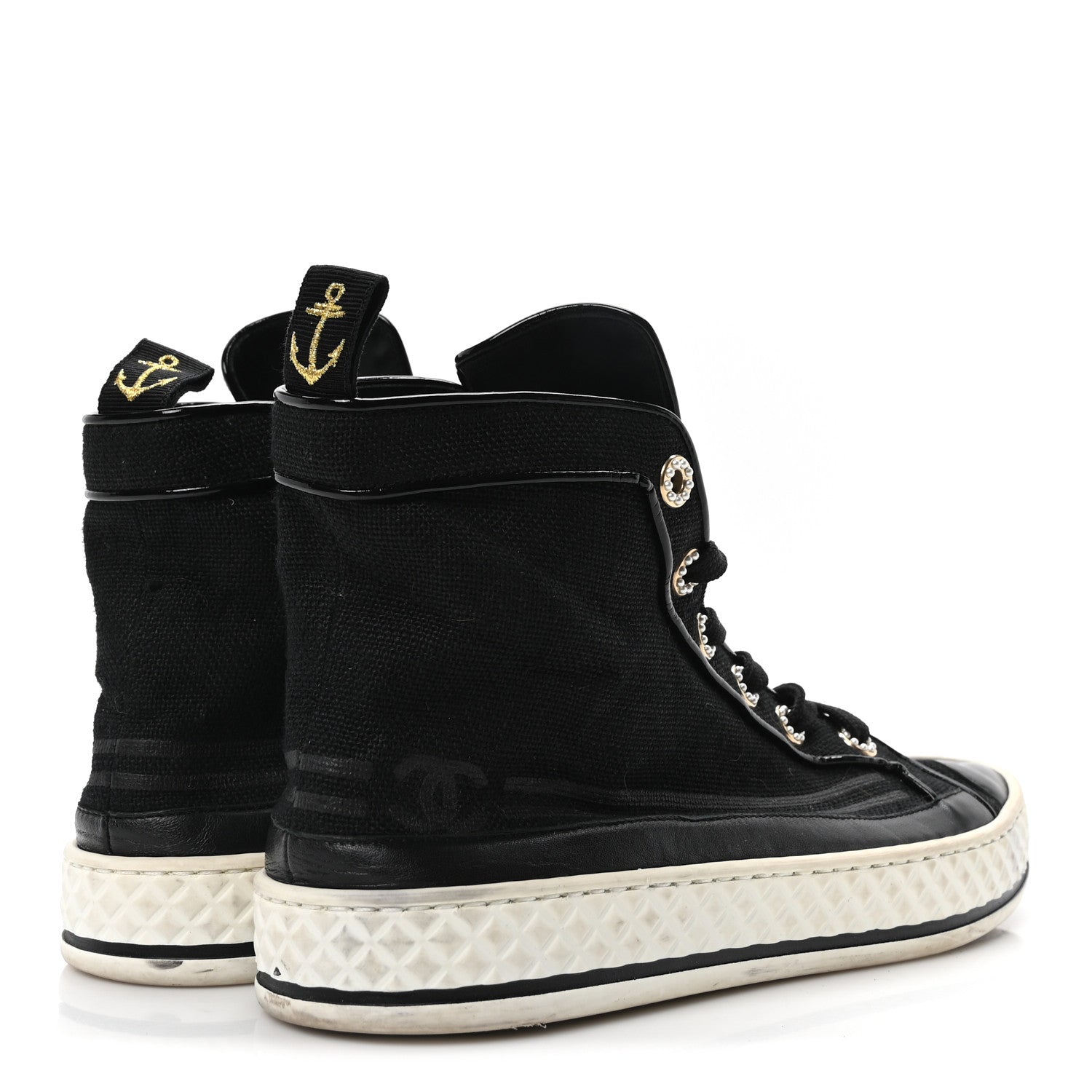 Fabric Lambskin Lace Up Cap Toe Sneakers 39.5 Black