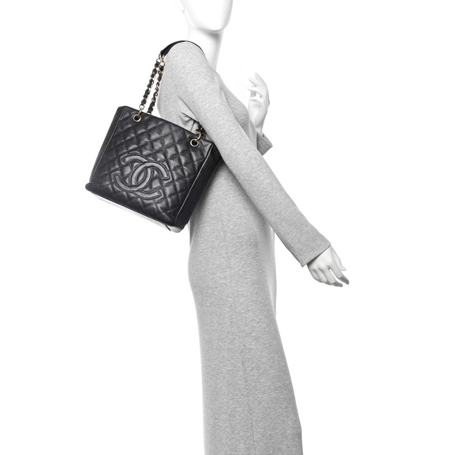 Chanel Caviar Quilted Petit Shopping Tote PST Black