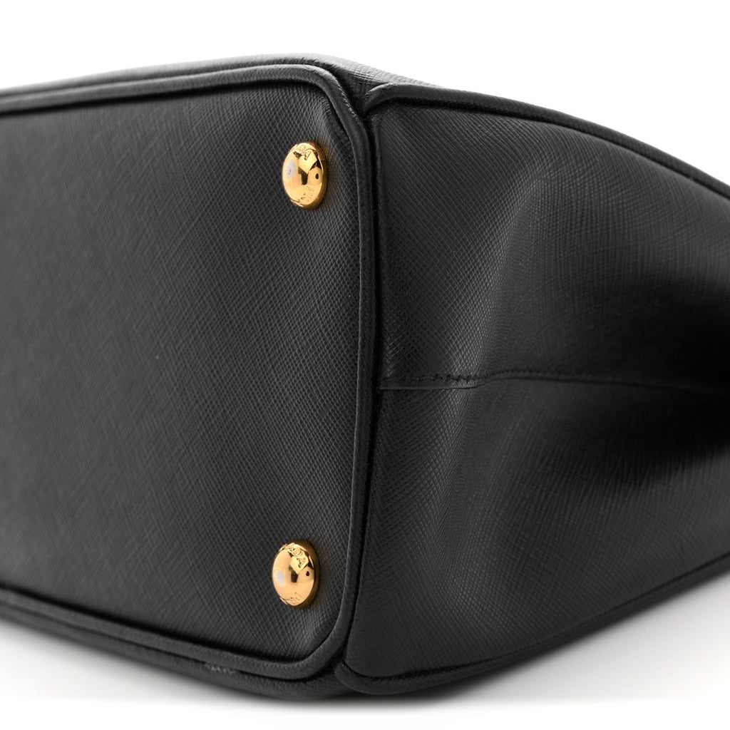 Prada Saffiano Small Galleria Double Zip Tote Black
