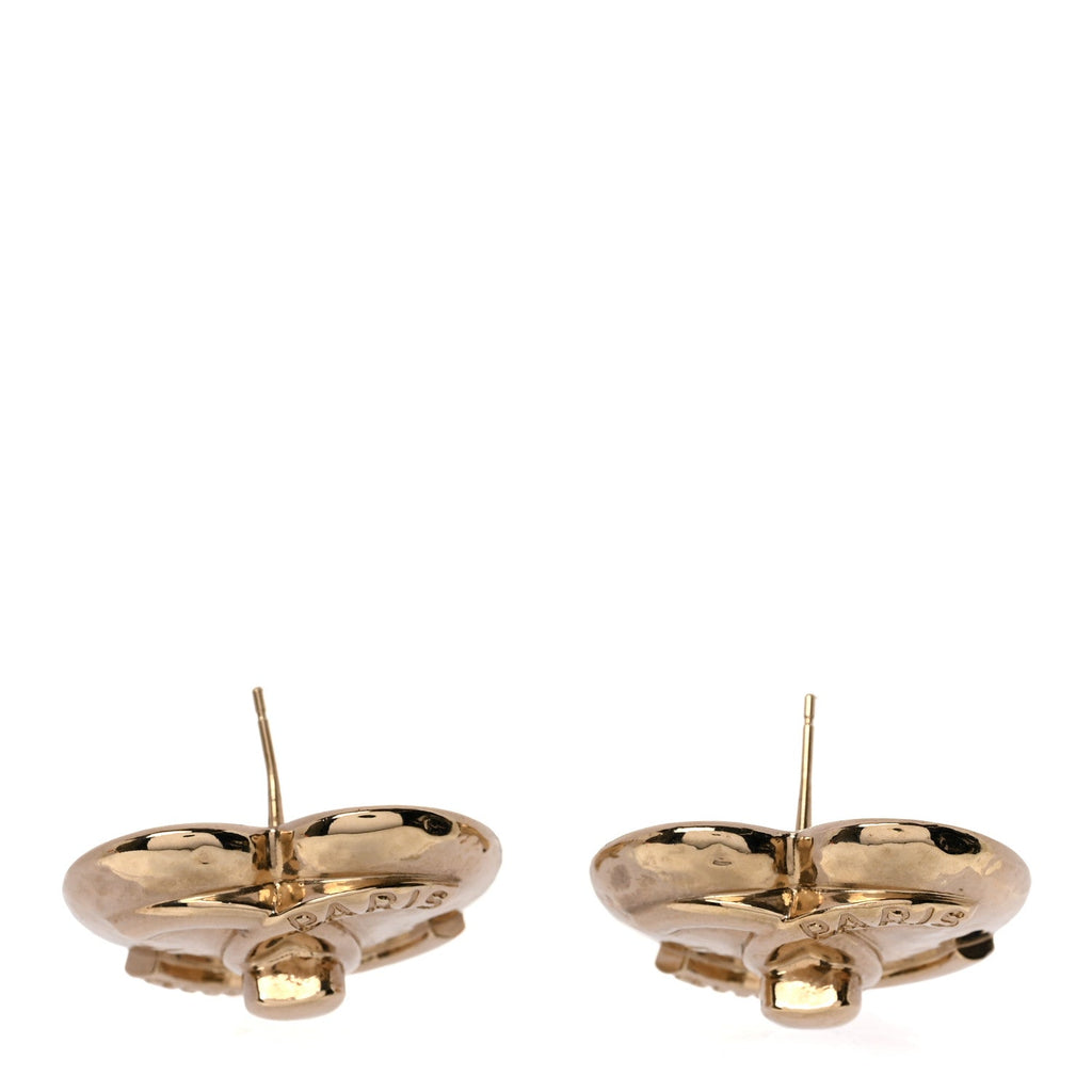 Metal CC Heart Turnlock Earrings Gold