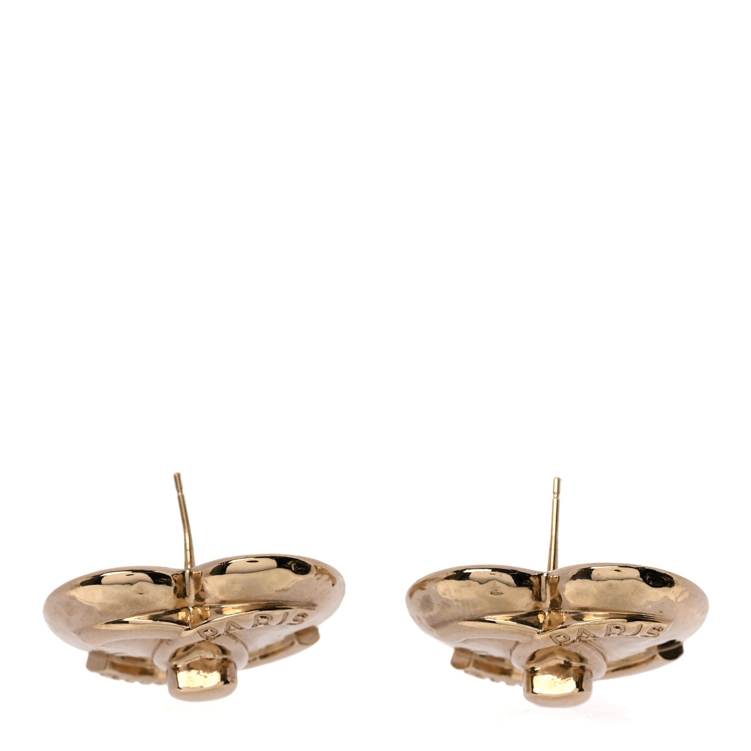 Metal CC Heart Turnlock Earrings Gold