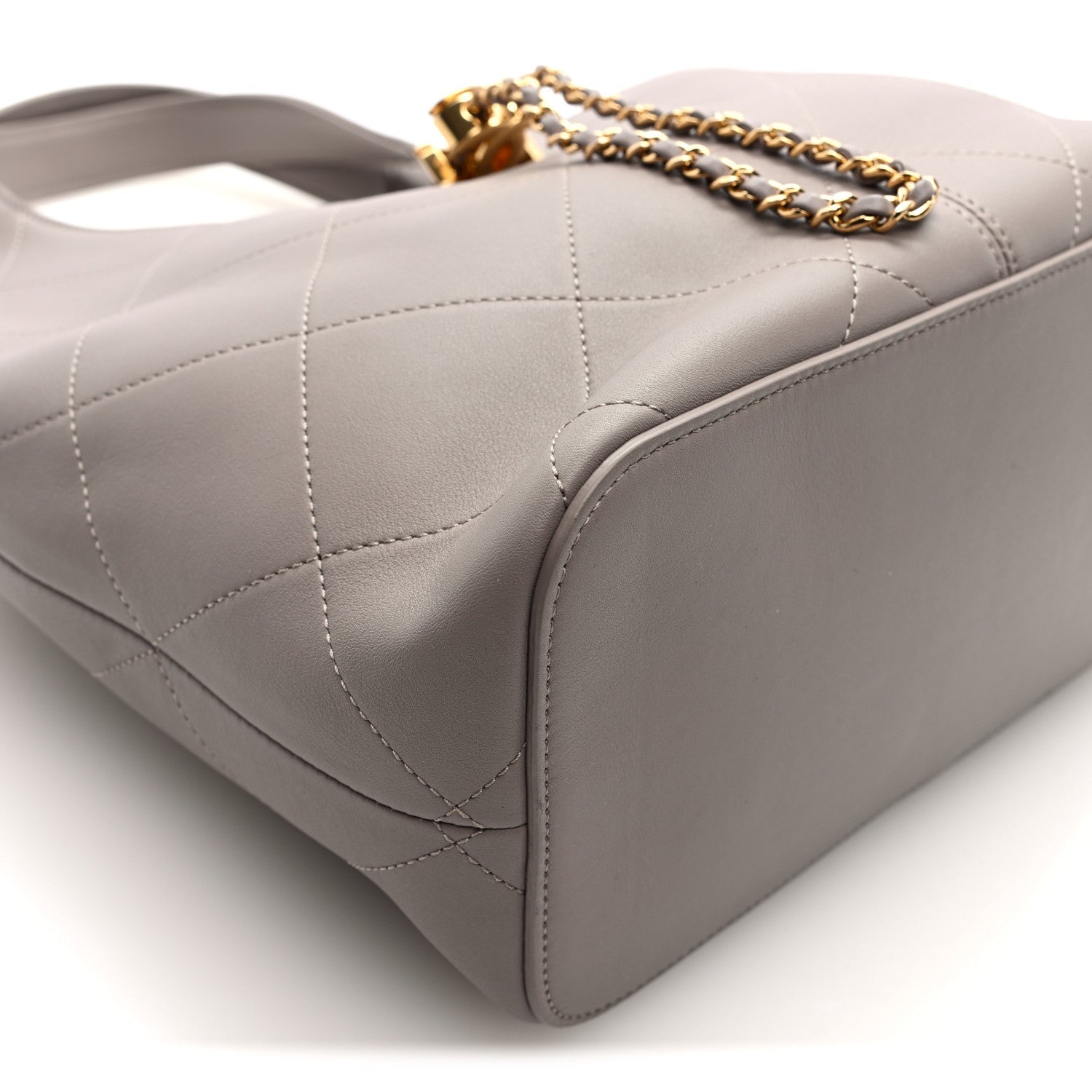 Chanel Calfskin Quilted Shopping Bag Dark Grey