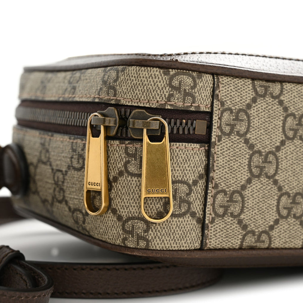 Gucci GG Supreme Monogram Web Small Ophidia Top Handle Shoulder Bag Brown