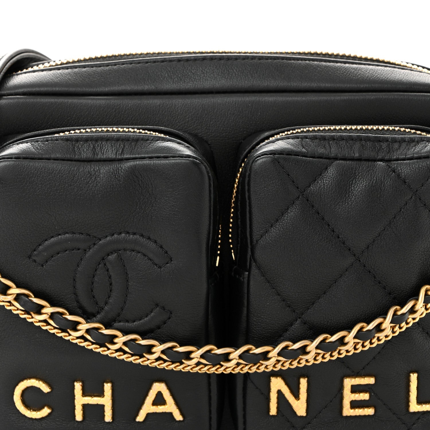 Chanel Calfskin Quilted Small Camera Case Black